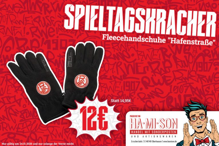 Spieltagskracher: Fleecehandschuh Hafenstraße – Rot-Weiss Essen