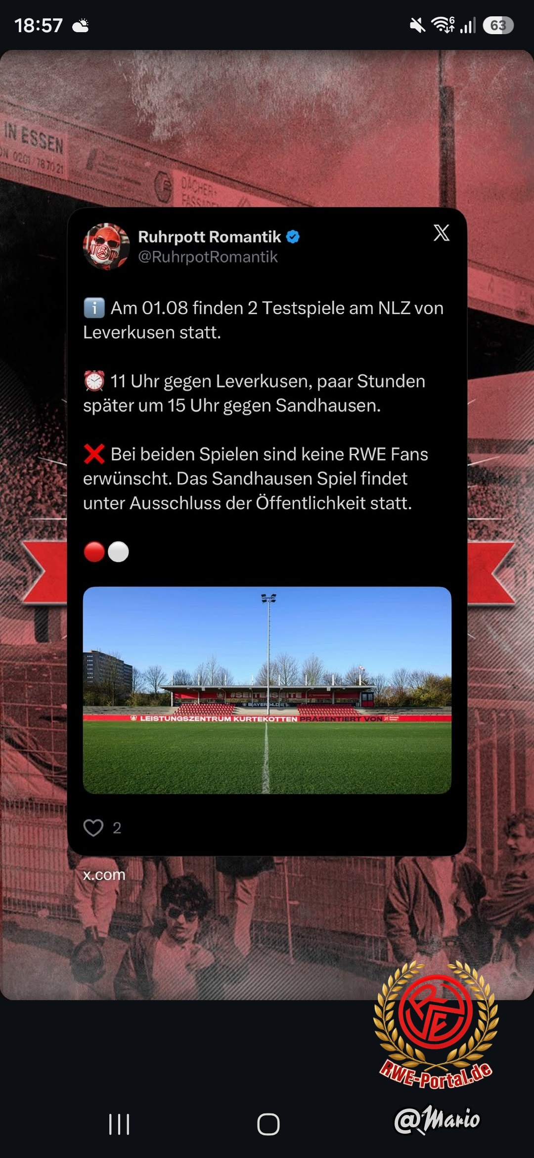 Bild von Mario im Thema Bayer 04 Leverkusen - Rot-Weiss Essen (Testspiel)