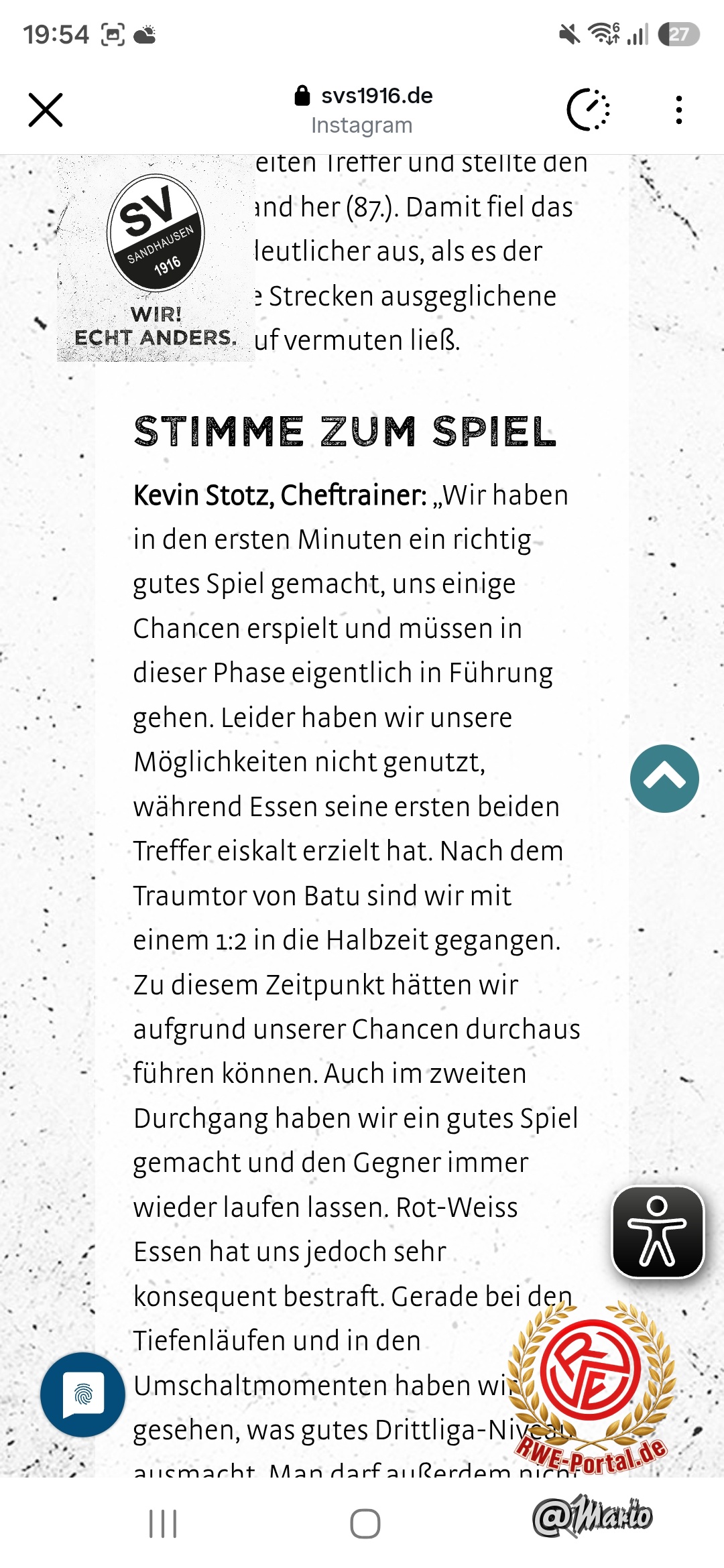 Bild von Mario im Thema Rot-Weiss Essen - SV Sandhausen (Testspiel)