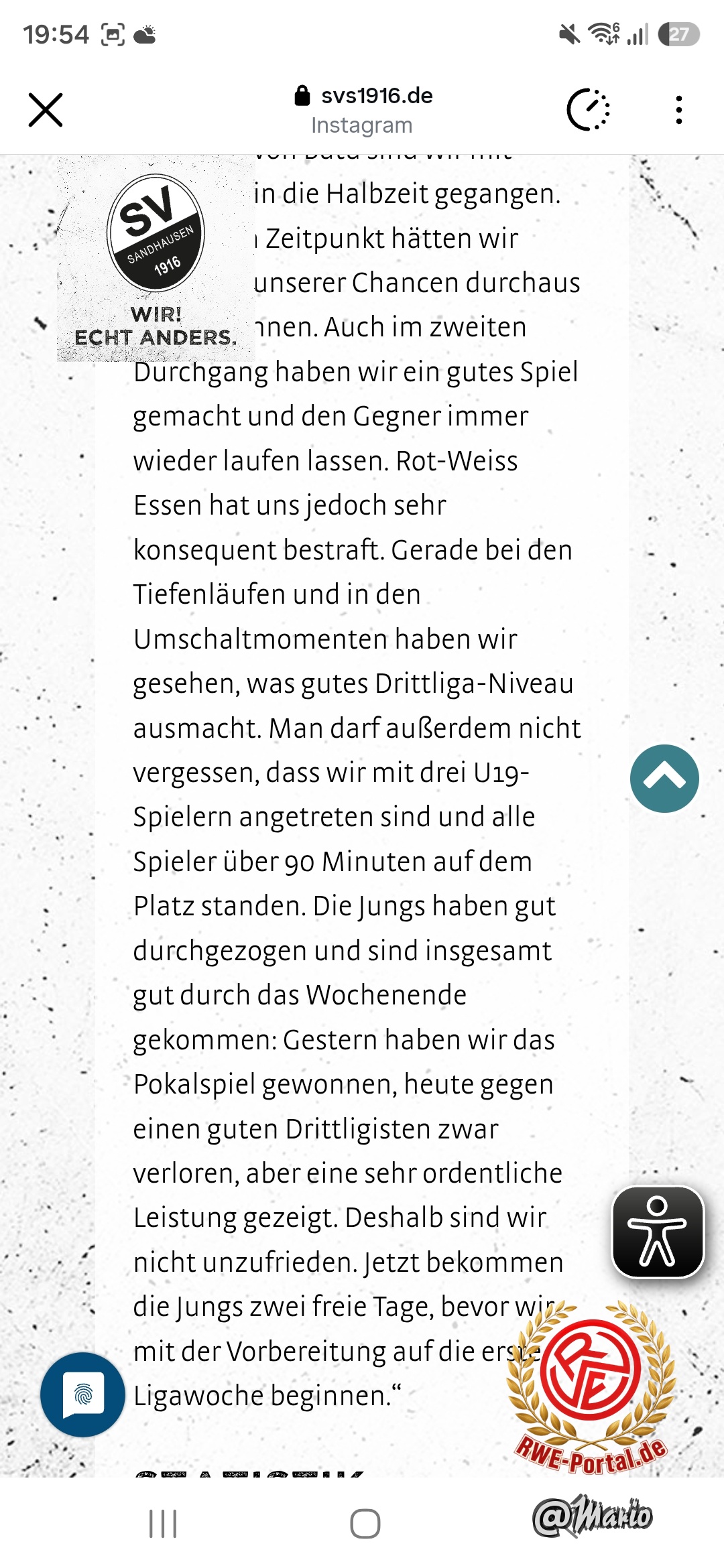 Bild von Mario im Thema Rot-Weiss Essen - SV Sandhausen (Testspiel)