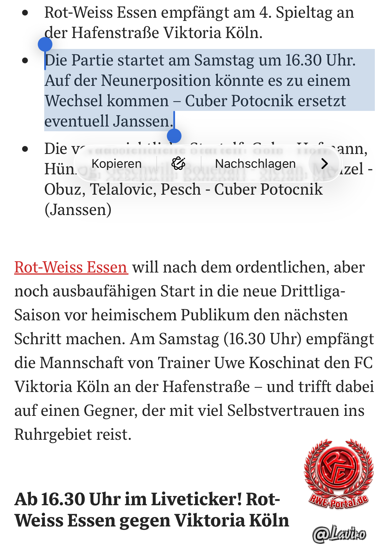 Bild von Laviro im Thema Rot-Weiss Essen - FC Viktoria Köln