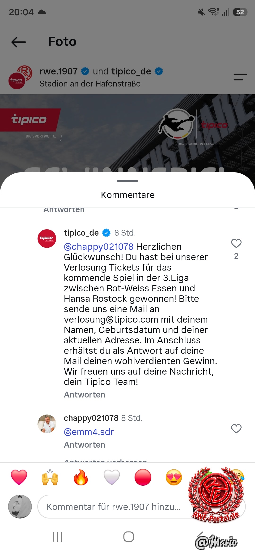 Bild von Mario im Thema Rot-Weiss Essen - FC Hansa Rostock