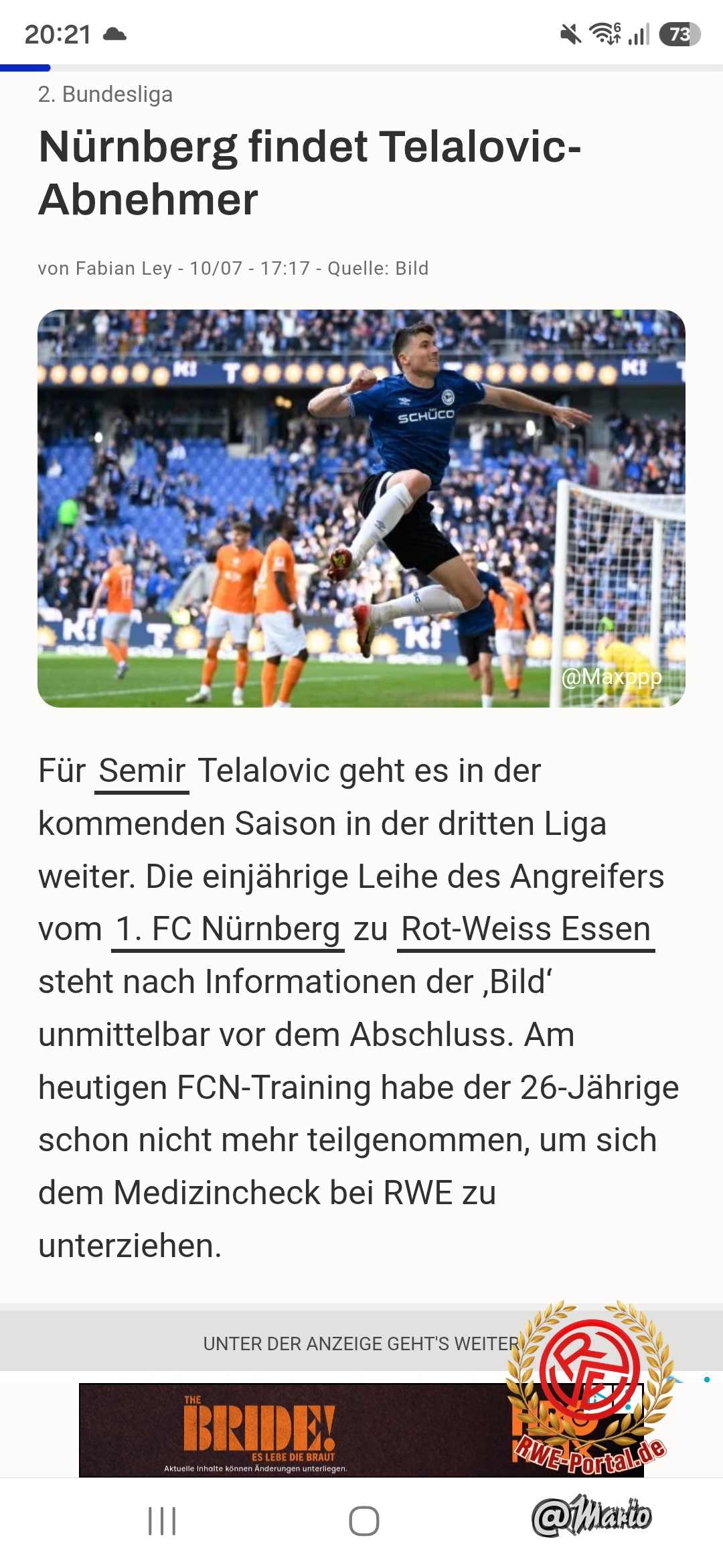 Bild von Mario im Thema Wechselt Semir Telalovic von 1.FC Nürnberg nach Rot-Weiss Essen?