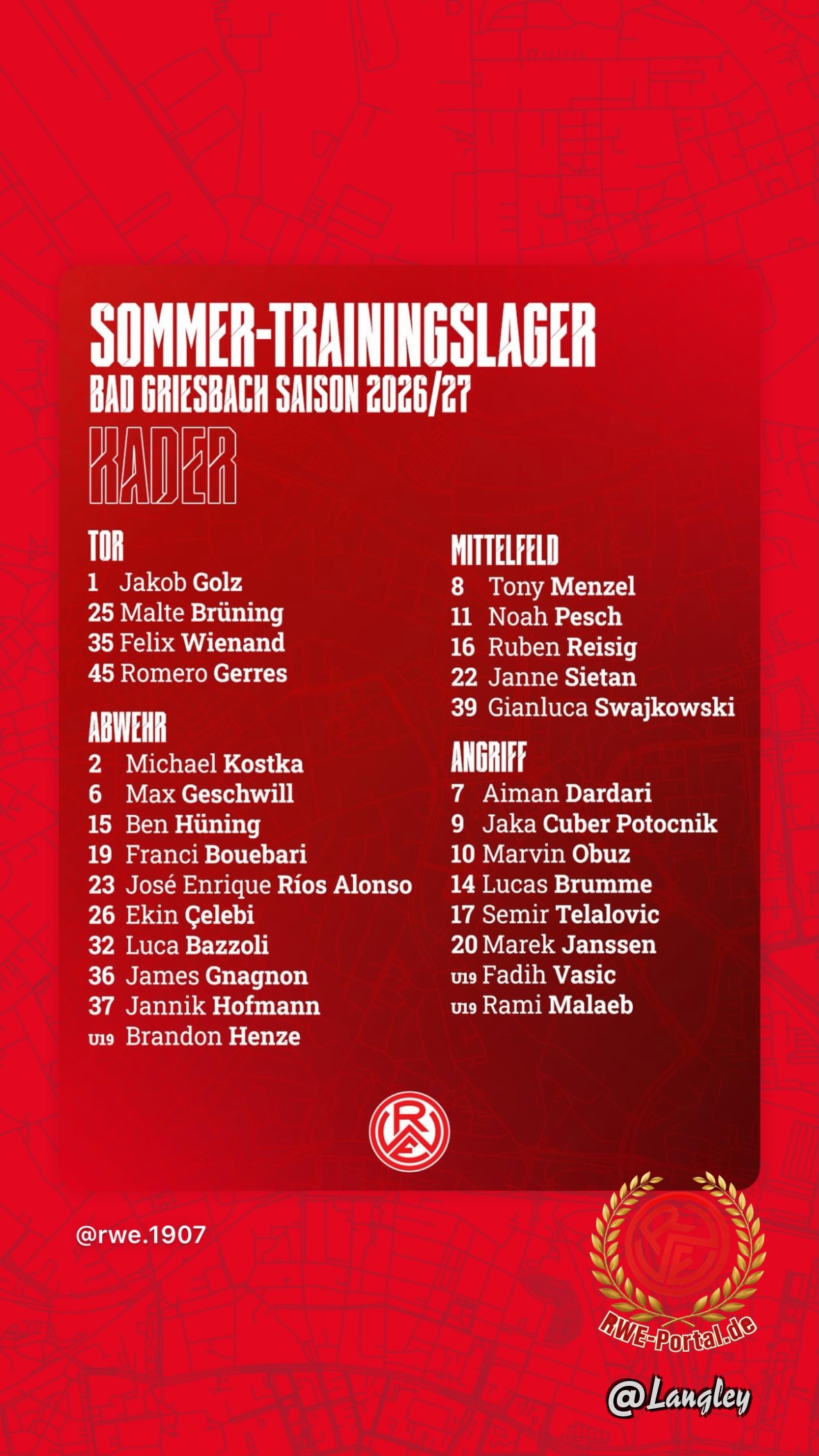 Bild von Langley im Thema Trainingslager Bad Griesbach (Bayern) 13. bis 17. Juli 2026